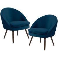 Kit 02 Poltronas Rafa D02 Veludo Azul Oxford C-304 - 1