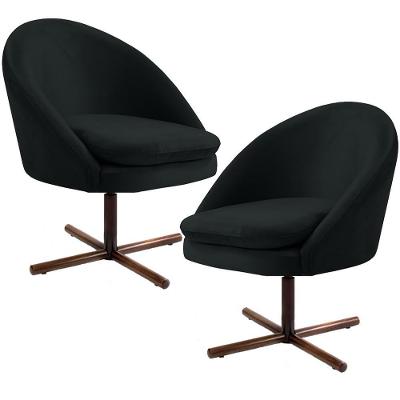Kit 2 Poltronas Giratórias Rafa D02 Veludo Preto Lyam Decor