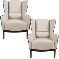 Kit 02 Poltronas Milena D02 Algodão Poliéster Bege C-392 - 1