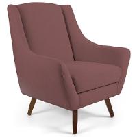 Poltrona Fixa Com Puff Pés De Madeira Veludo Rosê C-305 - 5