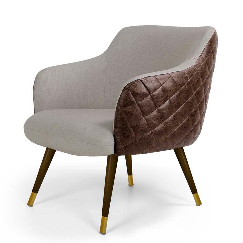 Kit 2 Poltronas Duo New Bronze Linho Bege Corano Marrom - 4