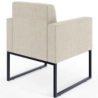 Kit 04 Poltronas Base Fixa Metal Helô L02 Linho Champagne