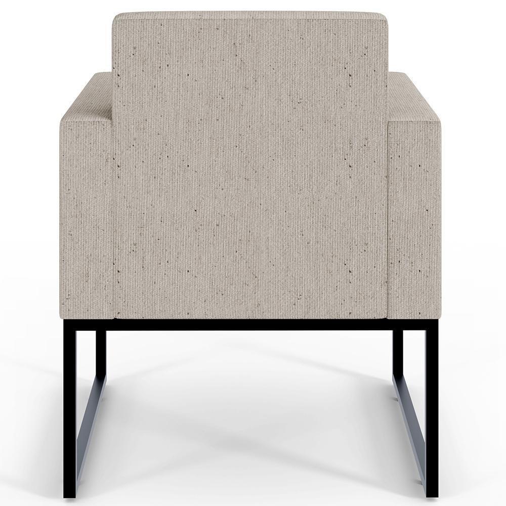 Kit 04 Poltronas Base Fixa De Metal Helô L02 Linho Bege - 2