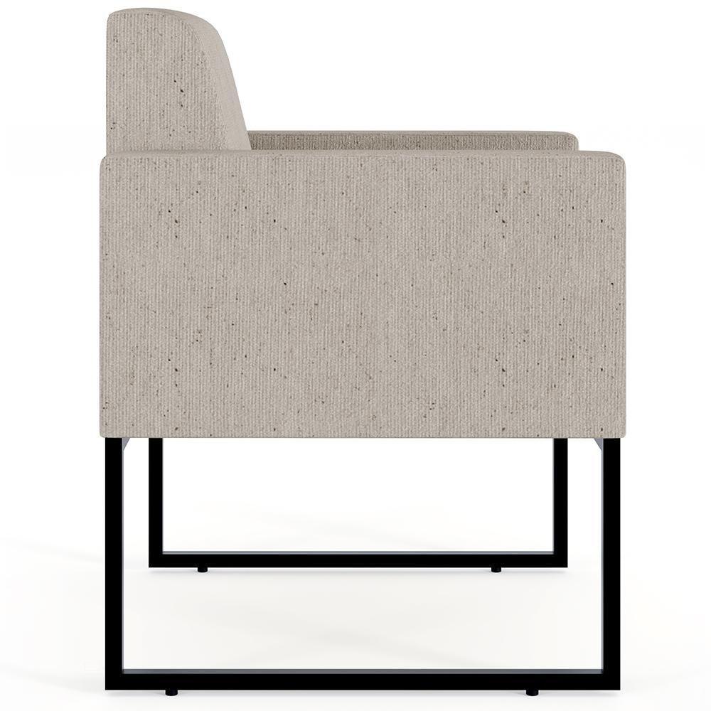 Kit 04 Poltronas Base Fixa De Metal Helô L02 Linho Bege - 5