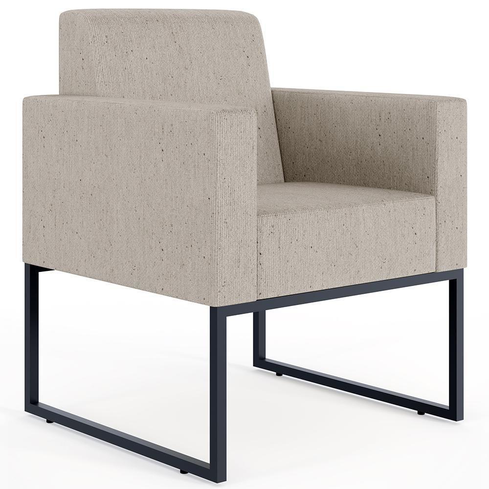 Kit 04 Poltronas Base Fixa De Metal Helô L02 Linho Bege - 10