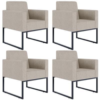 Kit 04 Poltronas Decorativas Helô L02 Linho Bege Lyam Decor