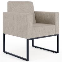 Kit 04 Poltronas Base Fixa De Metal Helô L02 Linho Bege - 17