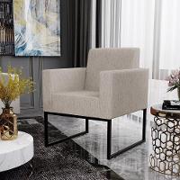 Kit 04 Poltronas Base Fixa De Metal Helô L02 Linho Bege - 19