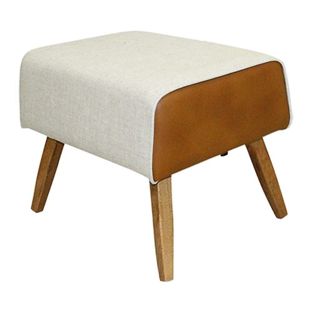 Kit Poltrona Com Puff Linho Bege A-184 Corano Marrom - 8