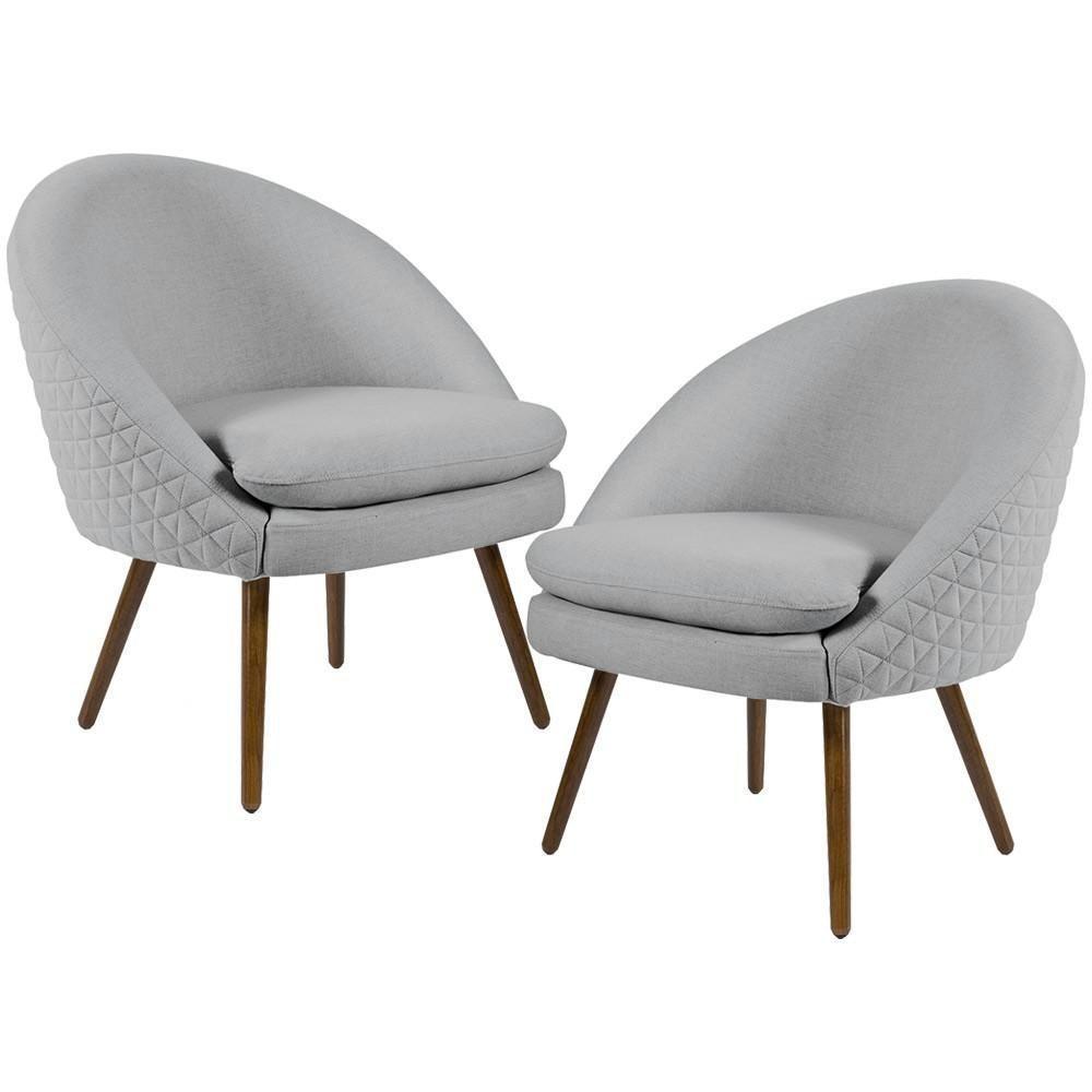 Kit 02 Poltronas Pés Palito Rafa D02 Tressê Cinza D-315 - 1