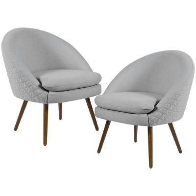 Kit 2 Poltronas Decorativas Fixa Pés Palito Rafa D02 Cinza Lyam Decor