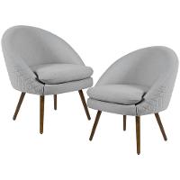 Kit 02 Poltronas Pés Palito Rafa D02 Tressê Cinza D-315 - 1