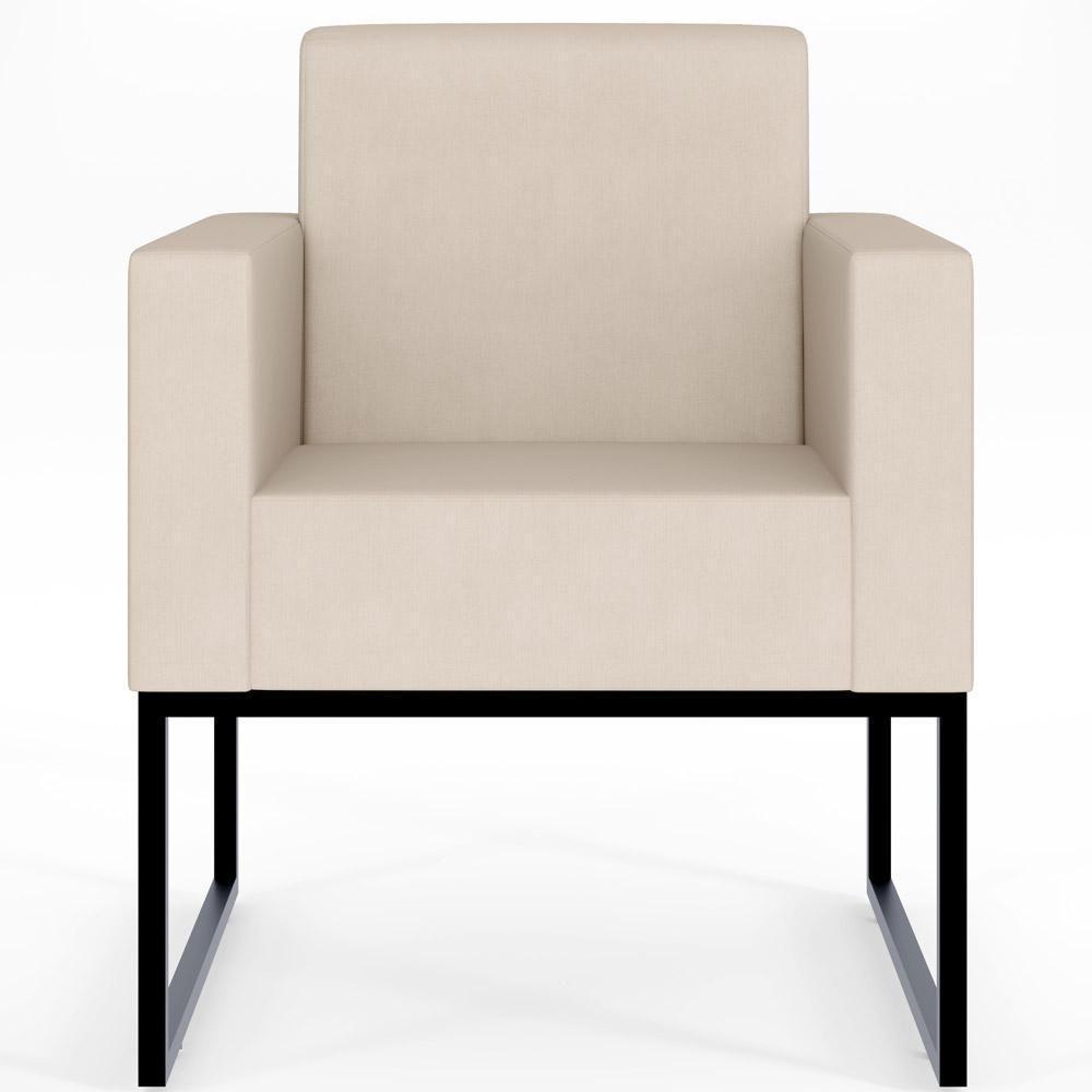 Kit 04 Poltronas Base Fixa De Metal Helô L02 Suede Bege - 6