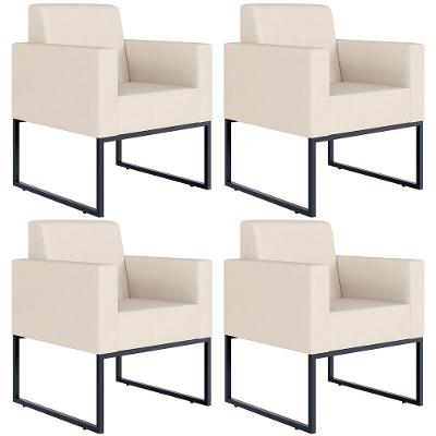 Kit 04 Poltronas Decorativas Helô L02 Suede Bege Lyam Decor
