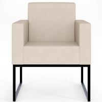 Kit 04 Poltronas Base Fixa De Metal Helô L02 Suede Bege - 6