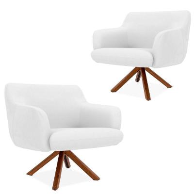 Kit 2 Poltronas Decorativas Jade D02 Giratória Corano Branco C-12 Lyam Decor