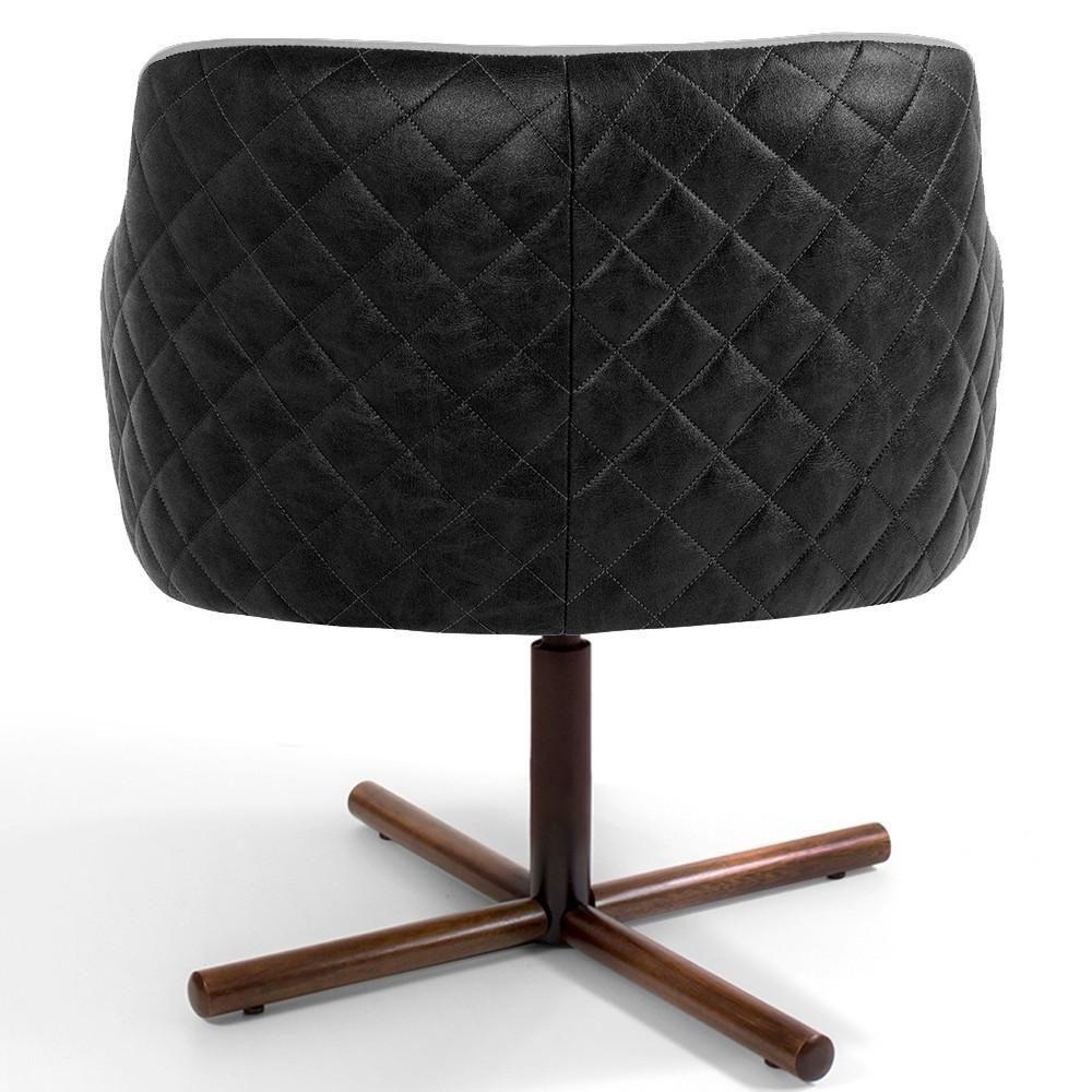 Poltrona Giratória Base X Linho Cinza Tressê Corano Preto - 4