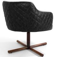 Poltrona Giratória Base X Linho Cinza Tressê Corano Preto - 3