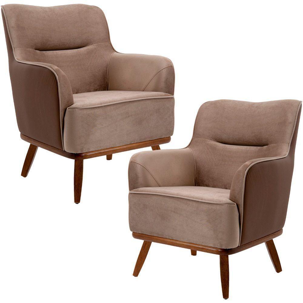 Kit 02 Poltronas Isabella D02 Importado Bege Escuro C-68 - 1