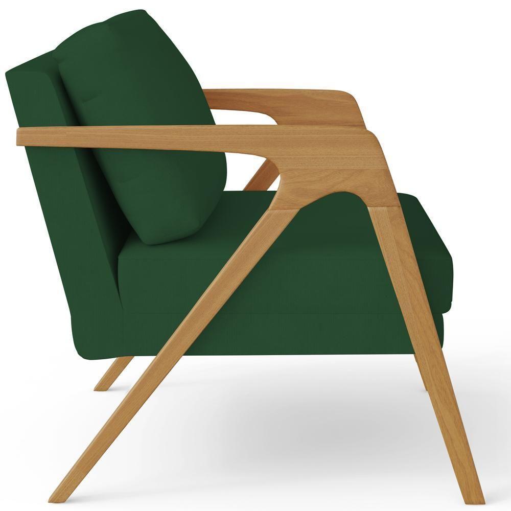 Poltrona Pietra Com Estrutura De Madeira Suede Verde Musgo - 4
