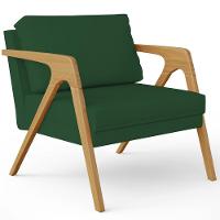 Poltrona Pietra Com Estrutura De Madeira Suede Verde Musgo - 1