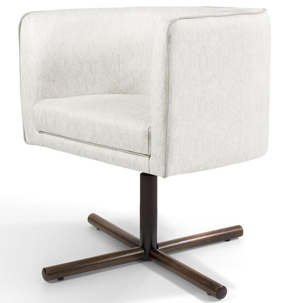 Kit 02 Poltronas Giratória Base X Linho Bege C-443 - 7