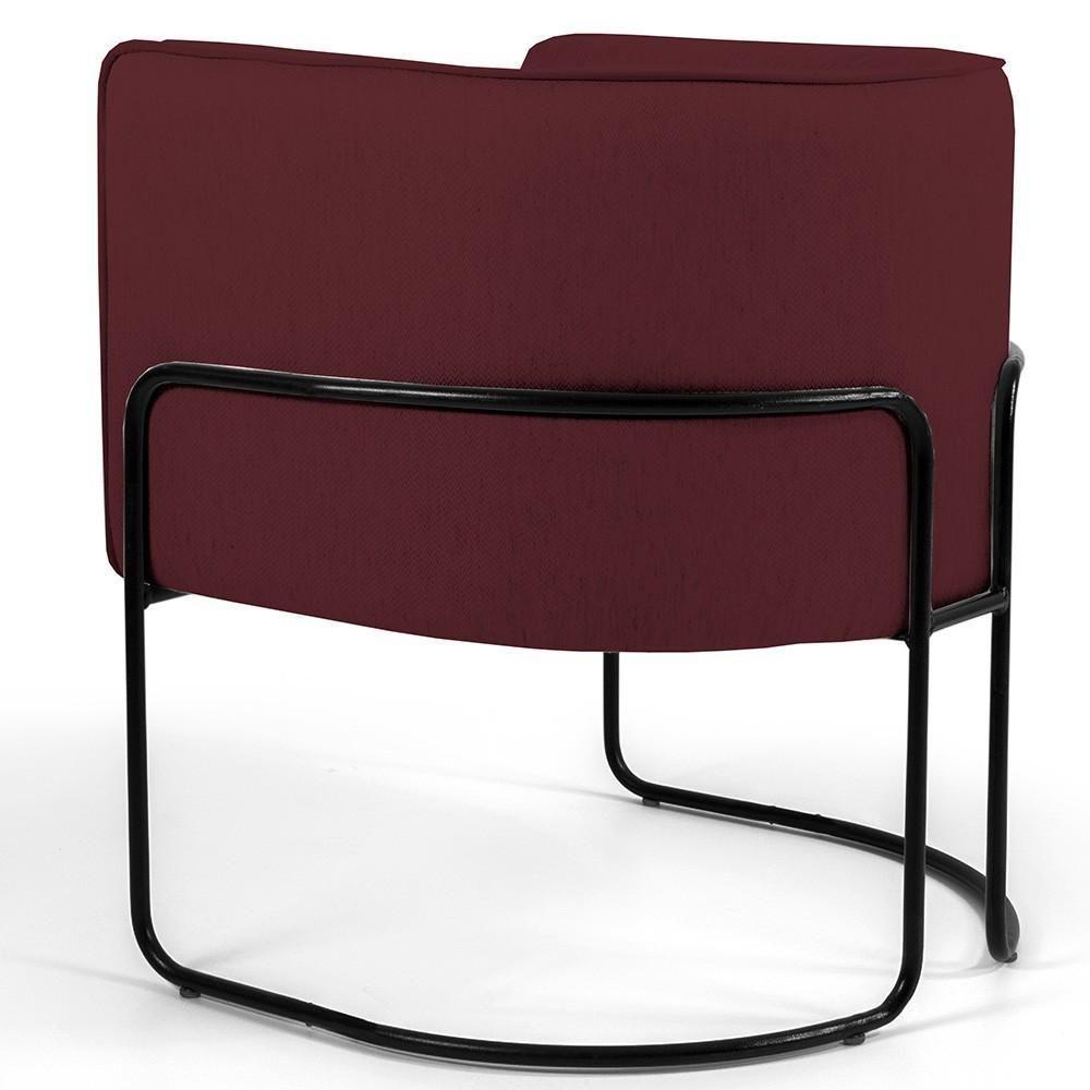 Poltrona Fixa Base De Aço Preto Veludo Marsala C-278 - 3