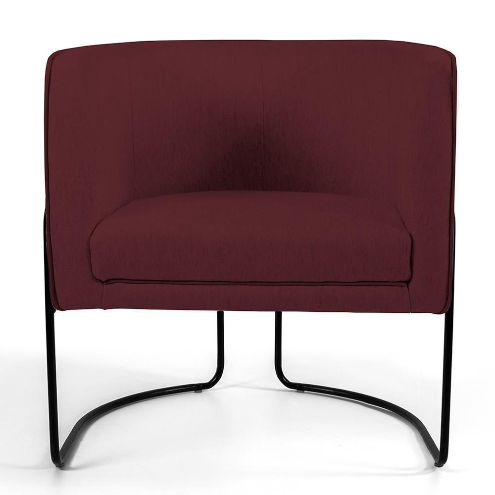 Poltrona Fixa Base De Aço Preto Veludo Marsala C-278 - 5