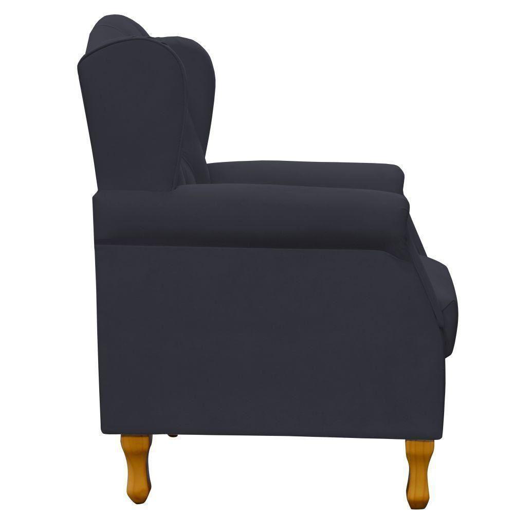 Kit 02 Poltronas Para Sala De Estar Yara P02 Suede Preto - 2