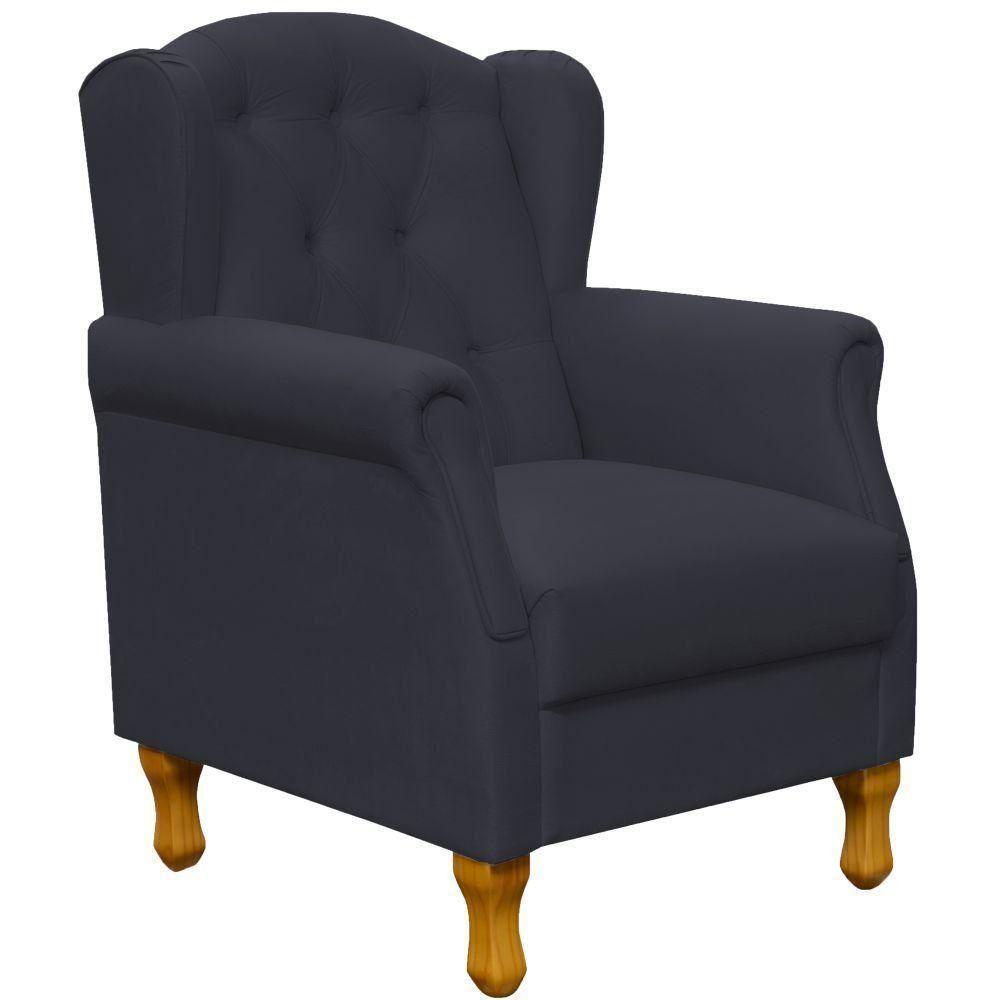 Kit 02 Poltronas Para Sala De Estar Yara P02 Suede Preto - 6