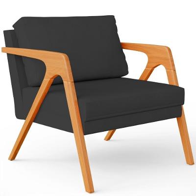 Poltrona Pietra Com Estrutura De Madeira Preto