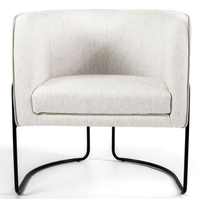 Poltrona Fixa Betina D02 Linho Creme Estrutura Aço Preto Creme Lyam Decor