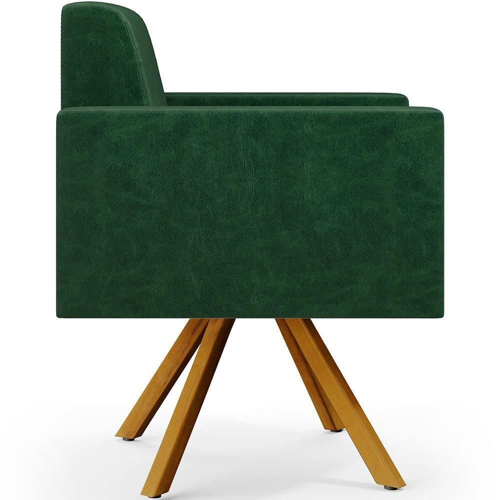 Kit 02 Poltronas Base Giratória De Madeira Facto Verde Musgo - 3