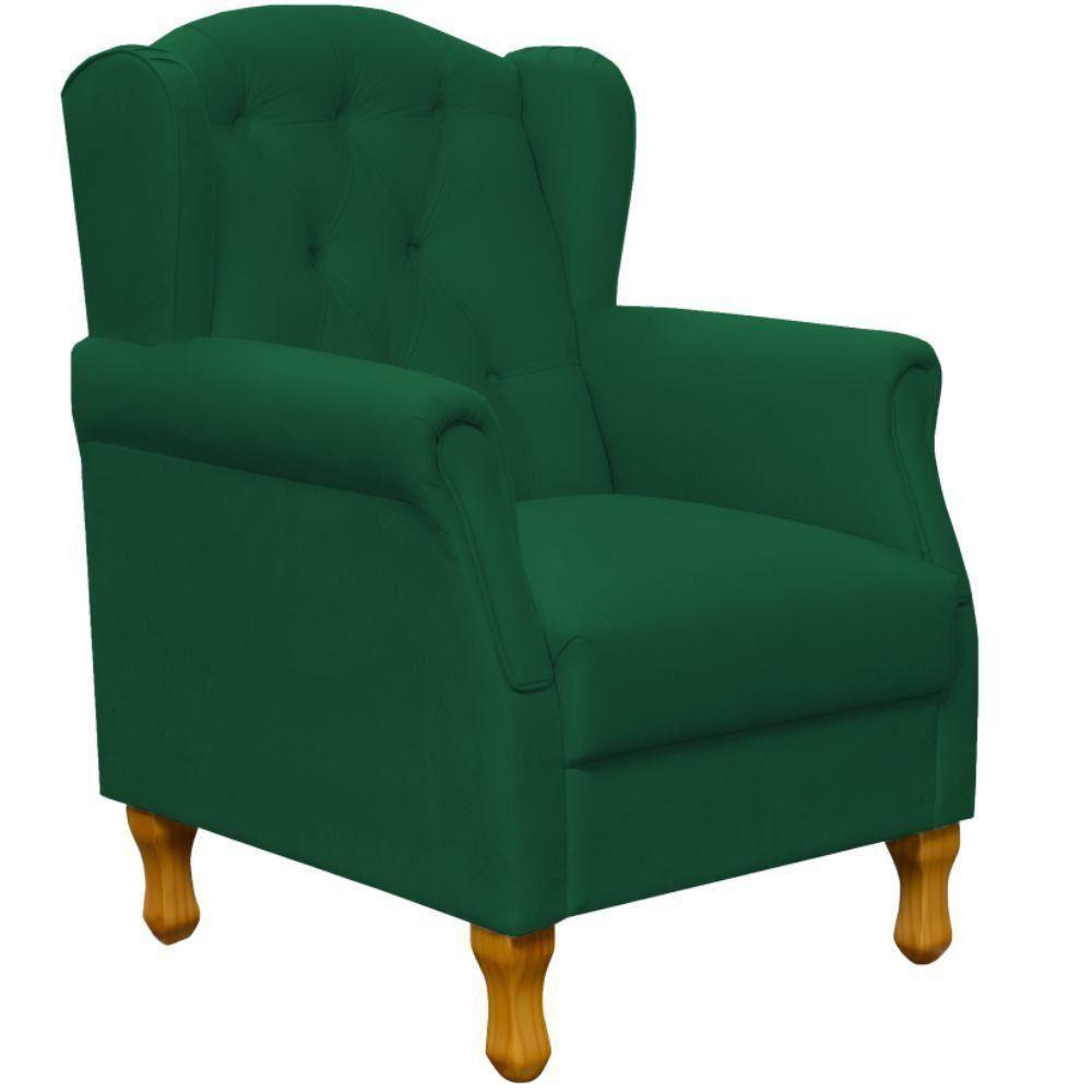 Poltrona Para Sala De Estar Yara P02 Suede Verde Musgo - 1