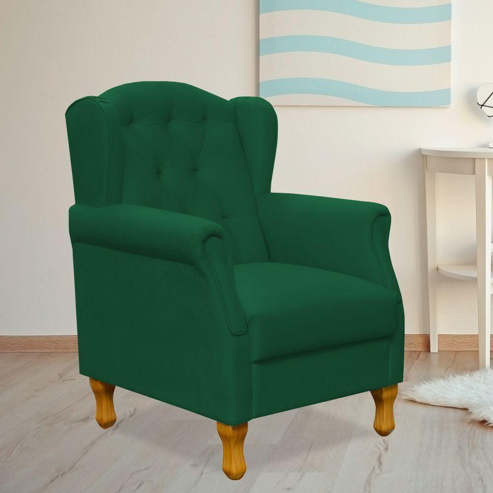 Poltrona Para Sala De Estar Yara P02 Suede Verde Musgo - 6