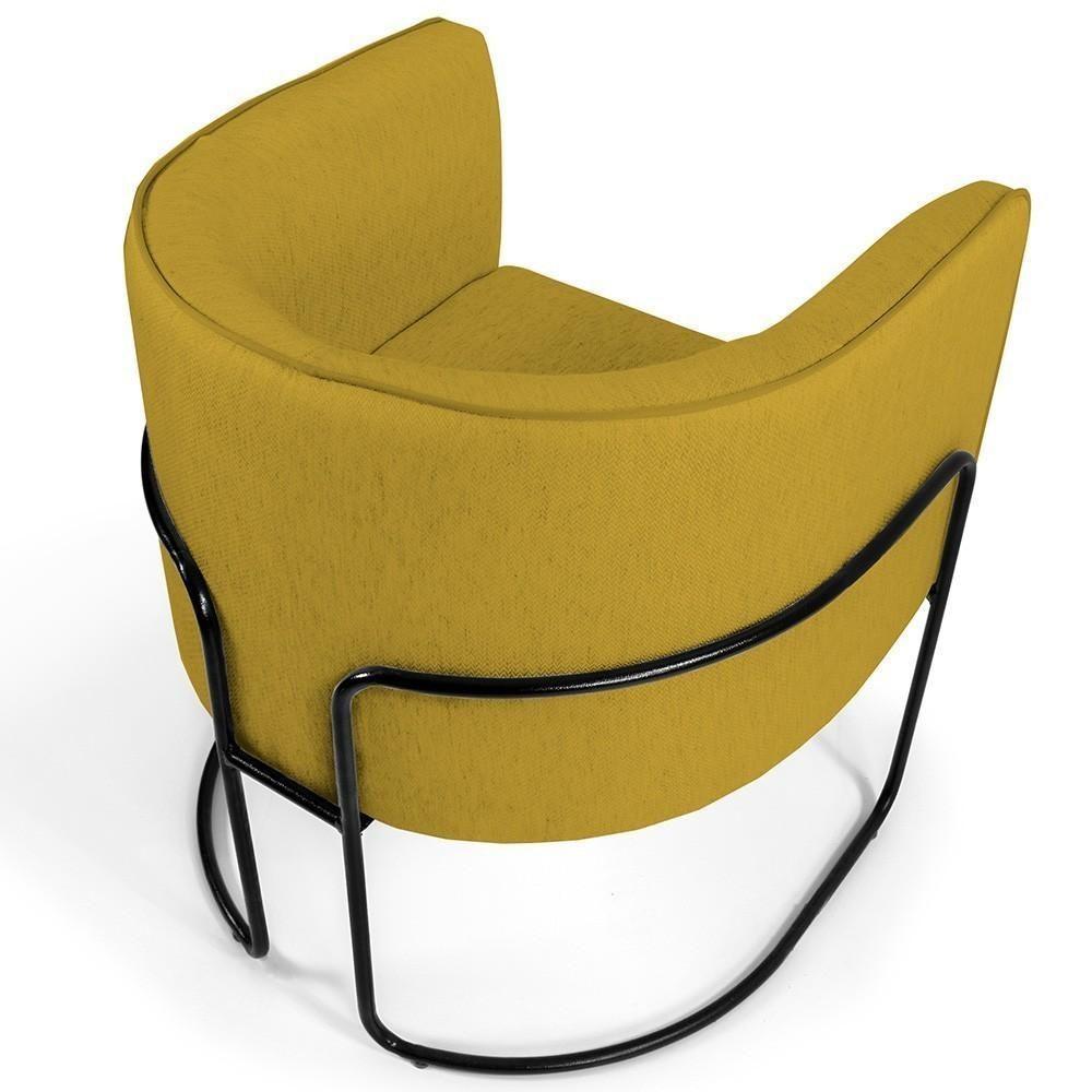 Poltrona Fixa Base De Aço Preto Veludo Mostarda C-279 - 3