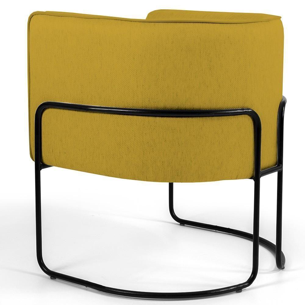 Poltrona Fixa Base De Aço Preto Veludo Mostarda C-279 - 5