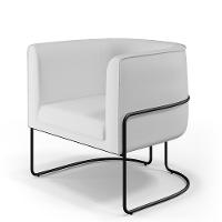 Poltrona Fixa Base De Aço Preto Corano Branco C-12 - 1