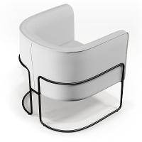 Poltrona Fixa Base De Aço Preto Corano Branco C-12 - 3