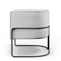 Poltrona Fixa Base De Aço Preto Corano Branco C-12 - 5