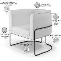 Poltrona Fixa Base De Aço Preto Corano Branco C-12 - 7