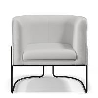 Poltrona Fixa Base De Aço Preto Corano Branco C-12 - 8