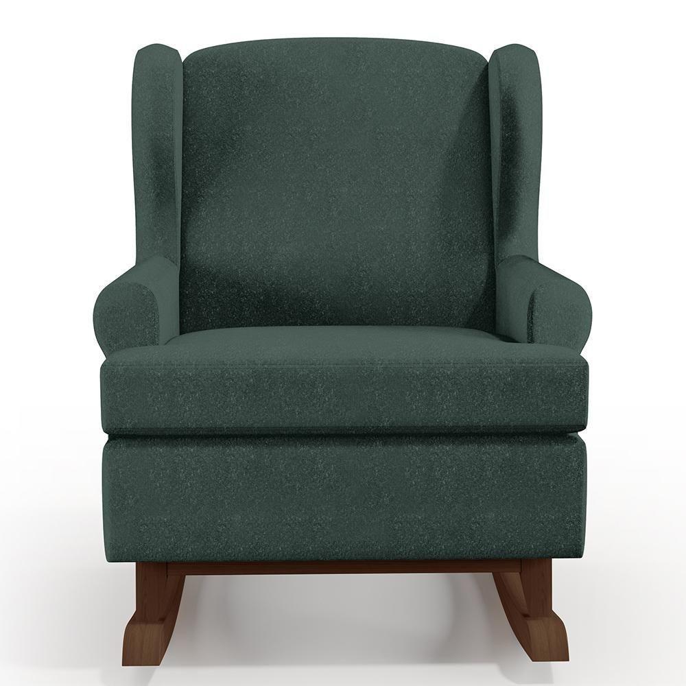 Kit 02 Poltronas Malu Base De Madeira P02 Linho Verde Musgo - 5