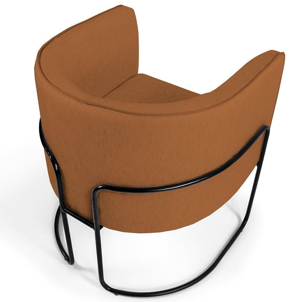 Poltrona Fixa Base De Aço Preto Veludo Telha C-262 - 2