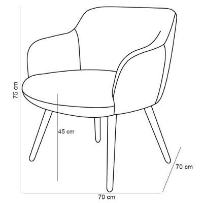 Kit 2 Poltronas Jade D02 Decorativa Linho Bege Corano Preto Lyam Decor