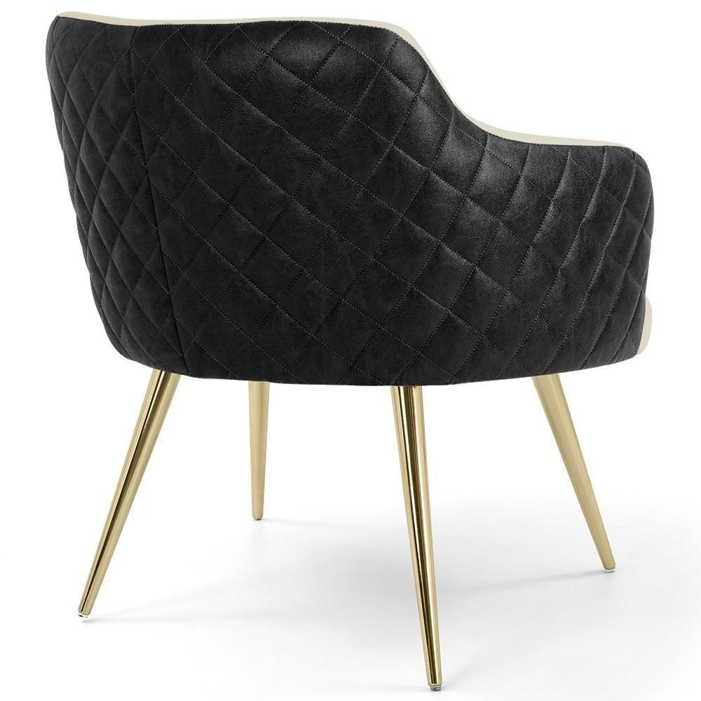 Poltrona Pés Palito D'ouro Jade Bege C-129 Tressê Corano Preto - 4