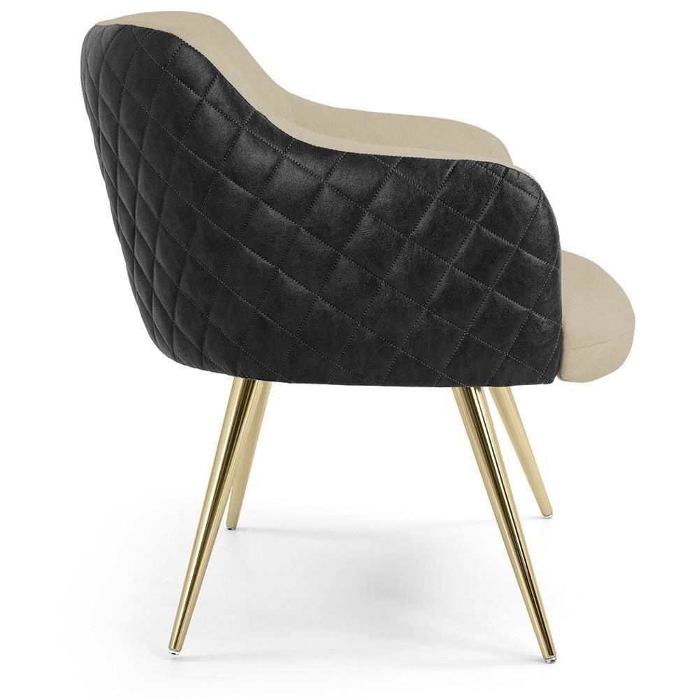 Poltrona Pés Palito D'ouro Jade Bege C-129 Tressê Corano Preto - 5