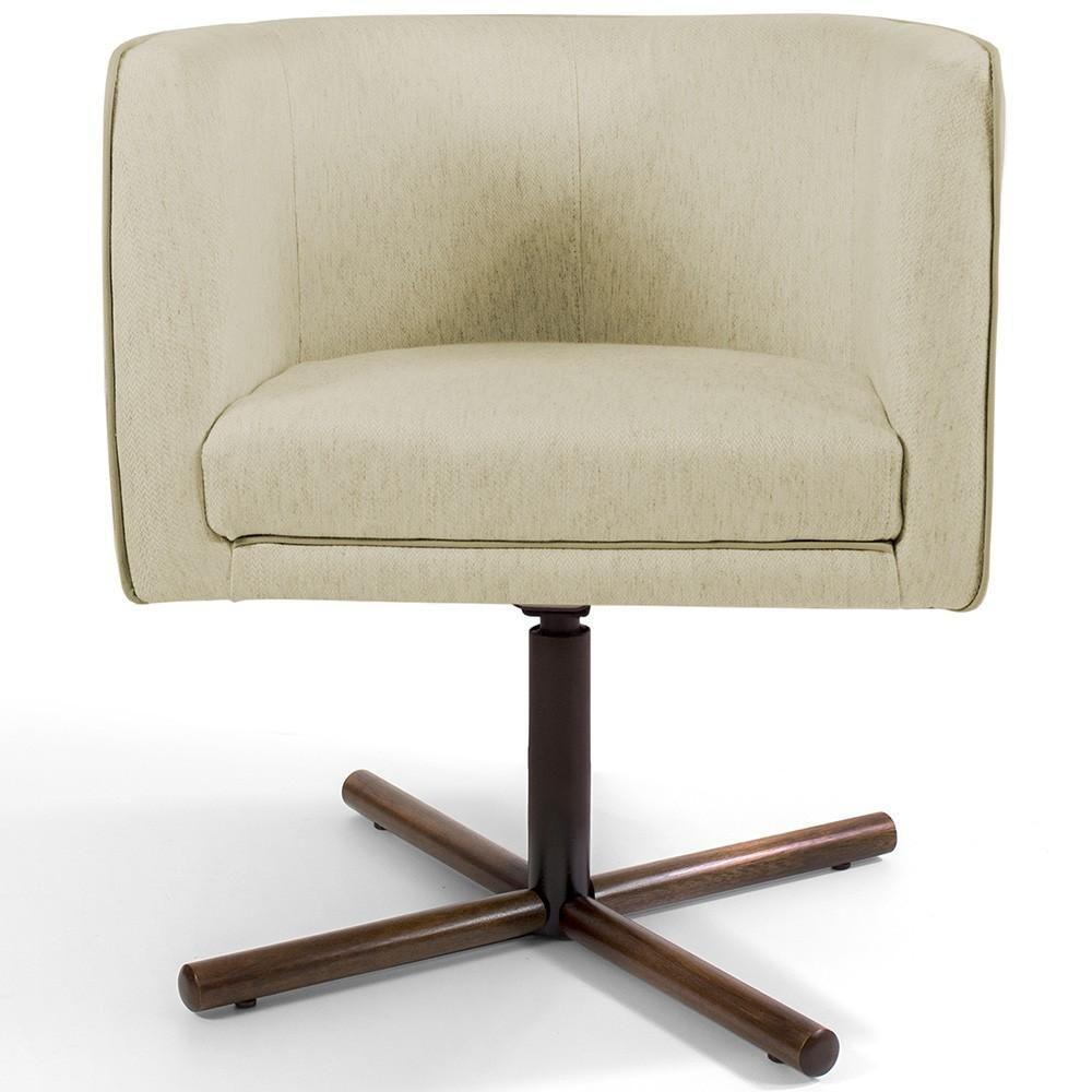 Kit 02 Poltronas Giratória Base X Linho Bege C-129 - 4