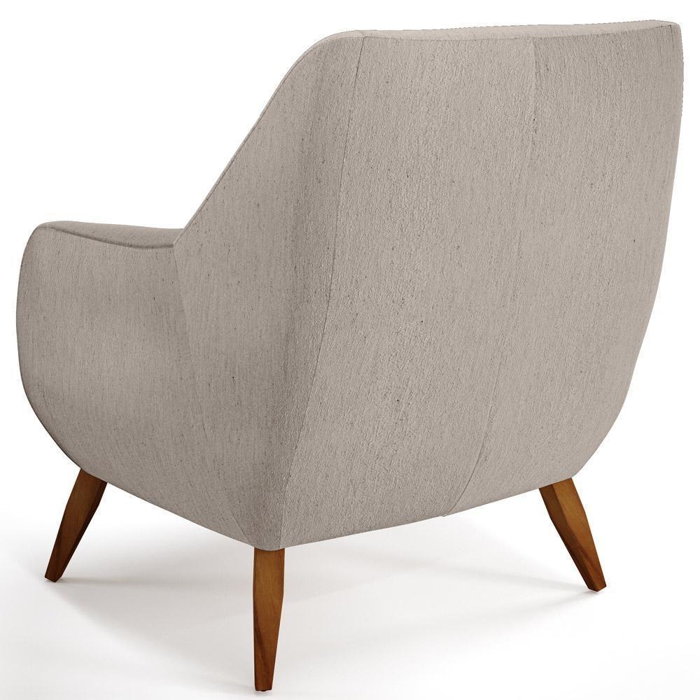 Kit 02 Poltronas Pés De Madeira Paloma D02 Linho Bege C-107 - 2