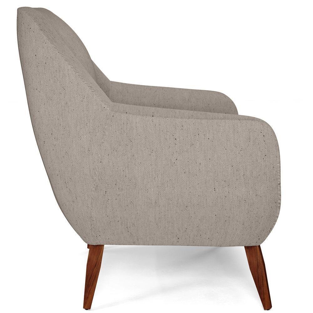 Kit 02 Poltronas Pés De Madeira Paloma D02 Linho Bege C-107 - 3